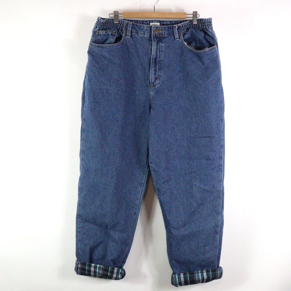 L.L. Bean Original Fit Relaxed Flannel Lined Jeans size 18T